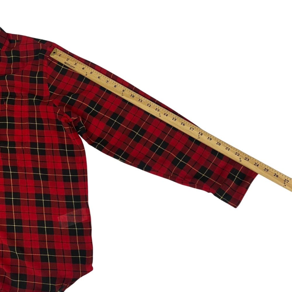 Chaps Red Plaid Button Down Lightweight Shirt Top -Women’s Large - Picture 5 of 11